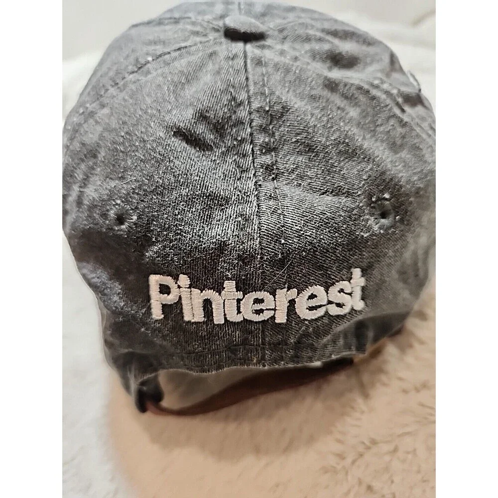 Pinterest‎ Mens Cap Hat Adams GRAY Embroidered Logo Strapback Adjustable Size